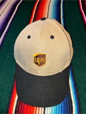 UPS Embroidered Adjustable Strapback Hat Tan Brown Workwear Dad Cap